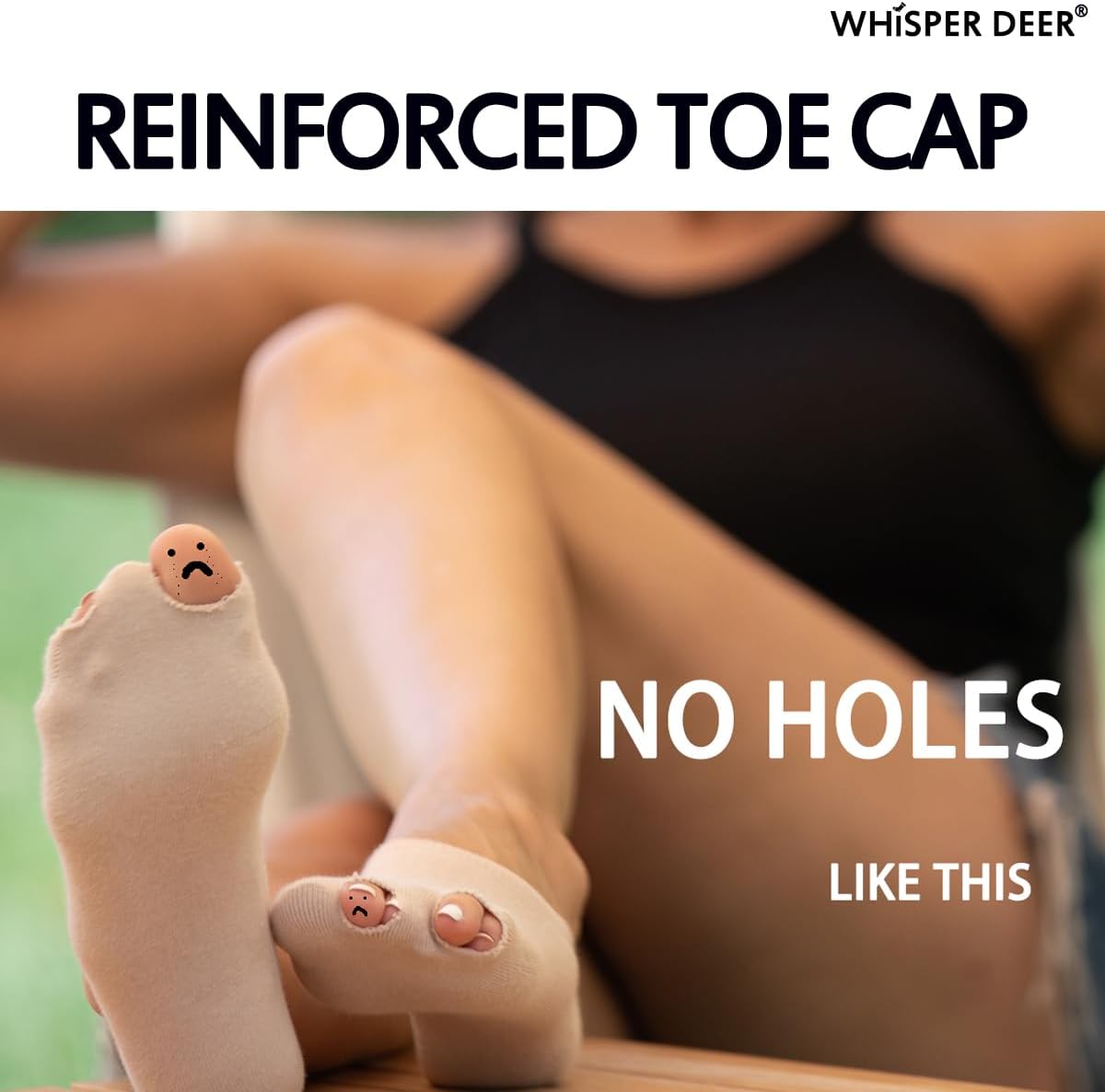 Whisper Deer No Show Liner Socks for Women - Invisible Cotton Sneaker Socks with Non-Slip Grips | Sizes 4-7, 7-10, 10-13