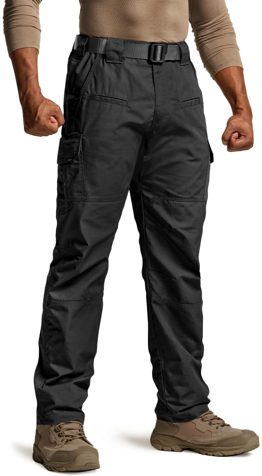 CQR Men's Tactical Pants, Water Resistant Ripstop Cargo Pants, Lightweight EDC Work Hiking Pants, Outdoor Apparel, Raider Black, 40W x 32L