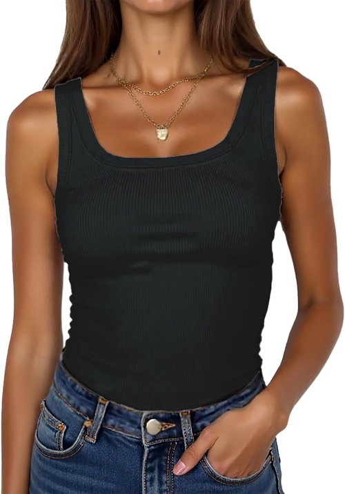 BDITANLE Women's Sleeveless Ribbed Tank Top - Fitted Summer Cami in Classic Colors