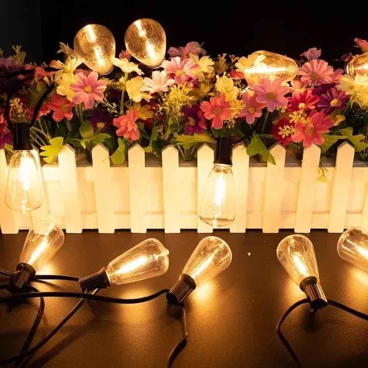 RYKUG 50FT LED Outdoor String Lights with 27 ST38 Bulbs (2 Spare) Connectable Yard Hanging Lights for Party Tents Patio Gazebo Porch Deck Bistro Backyard Balcony Pergola Outside Decor