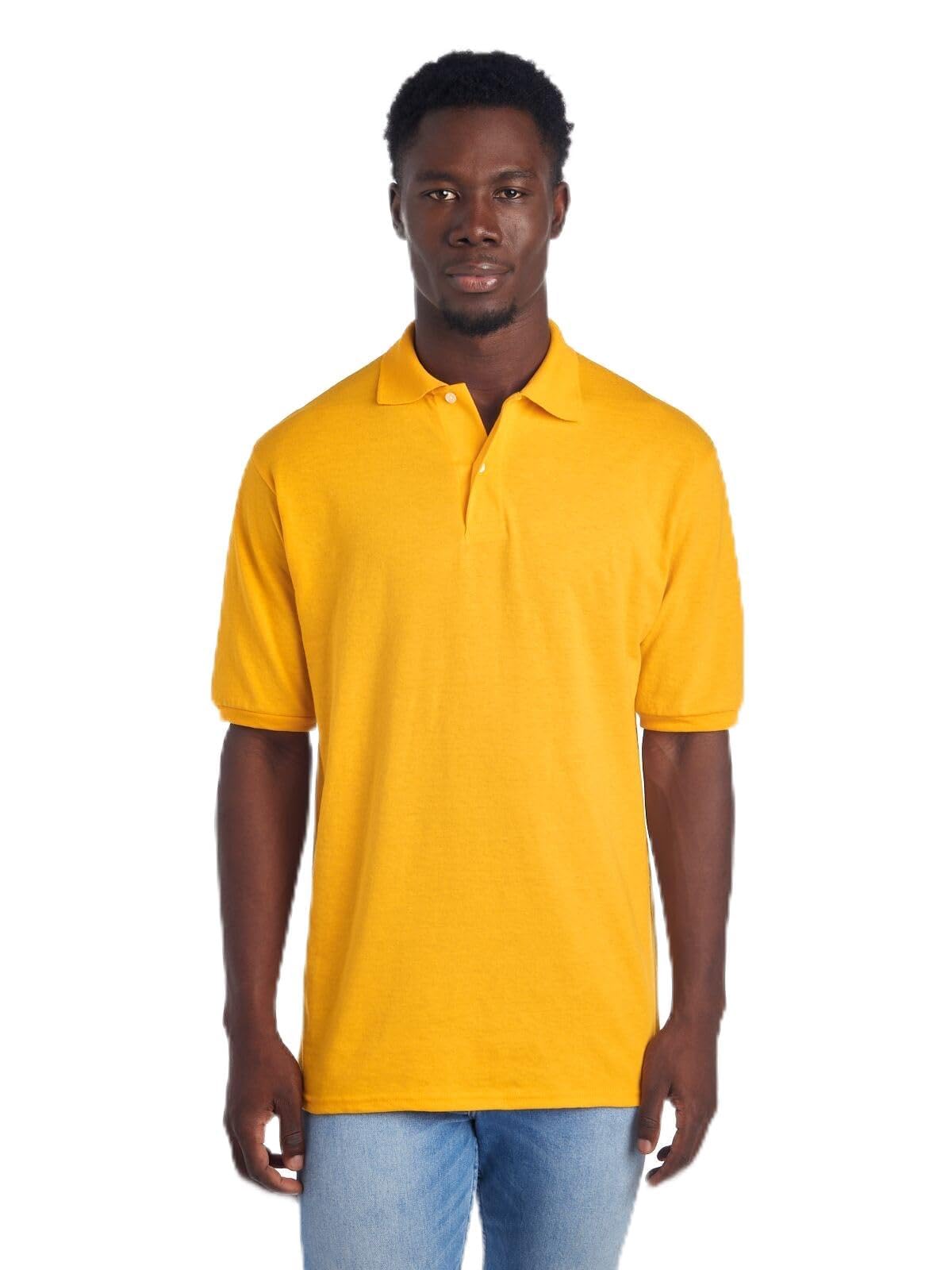 Jerzees Men's Short Sleeve Polo Shirts, Dri-Power, Sizes S-5X - Gold, Large