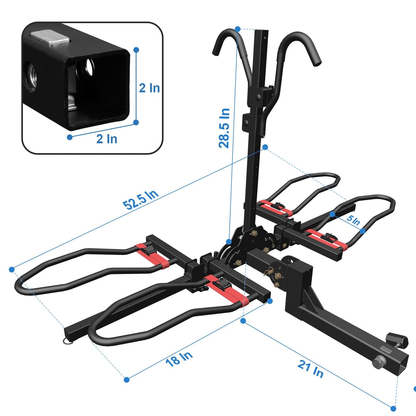 FORWODE Bike Rack Hitch for Car, 200 LB 2-Bike Racks with Hitch Lock, Wobble Free Smart Tilting Folding Hitch Mount Bike Rack for 2 Inch Receiver, Bike Carrier Fits Up to 5 Inch Fat Tire for Car