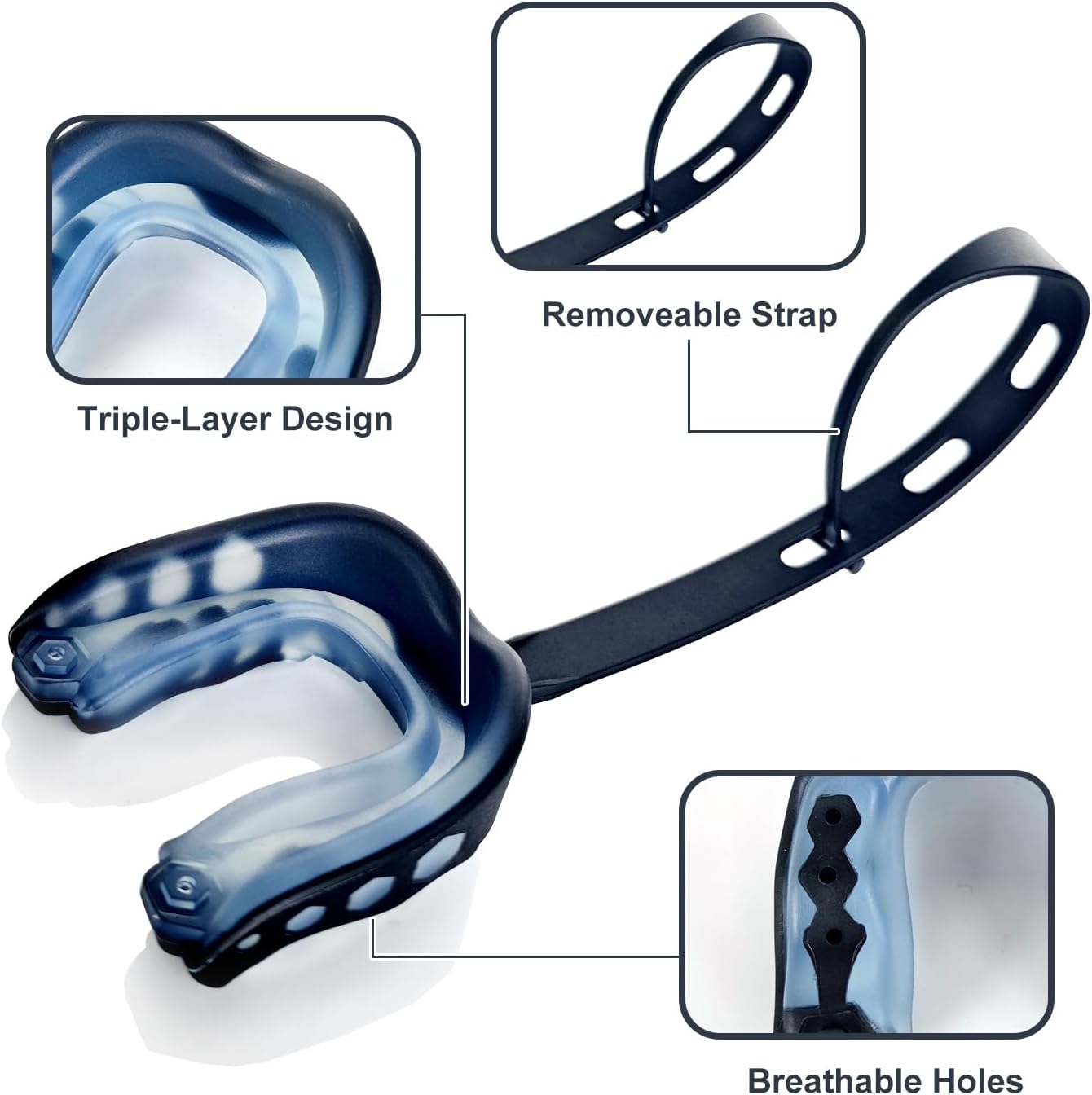 Skiennix Youth Football Mouth Guard - 2 Pack with Strap & Case for Sports | Ideal for Football, Boxing, MMA