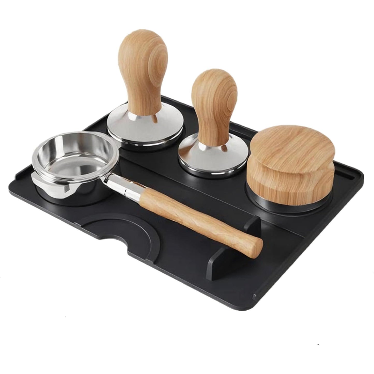 Espresso Tamping Mat, Coffee Tamper Mat, Espresso Mat for Counter, Silicone Tamper Mat, Food-grade, Non-Slip, Waterproof, Heat Resistant (Black, 25x20cm)