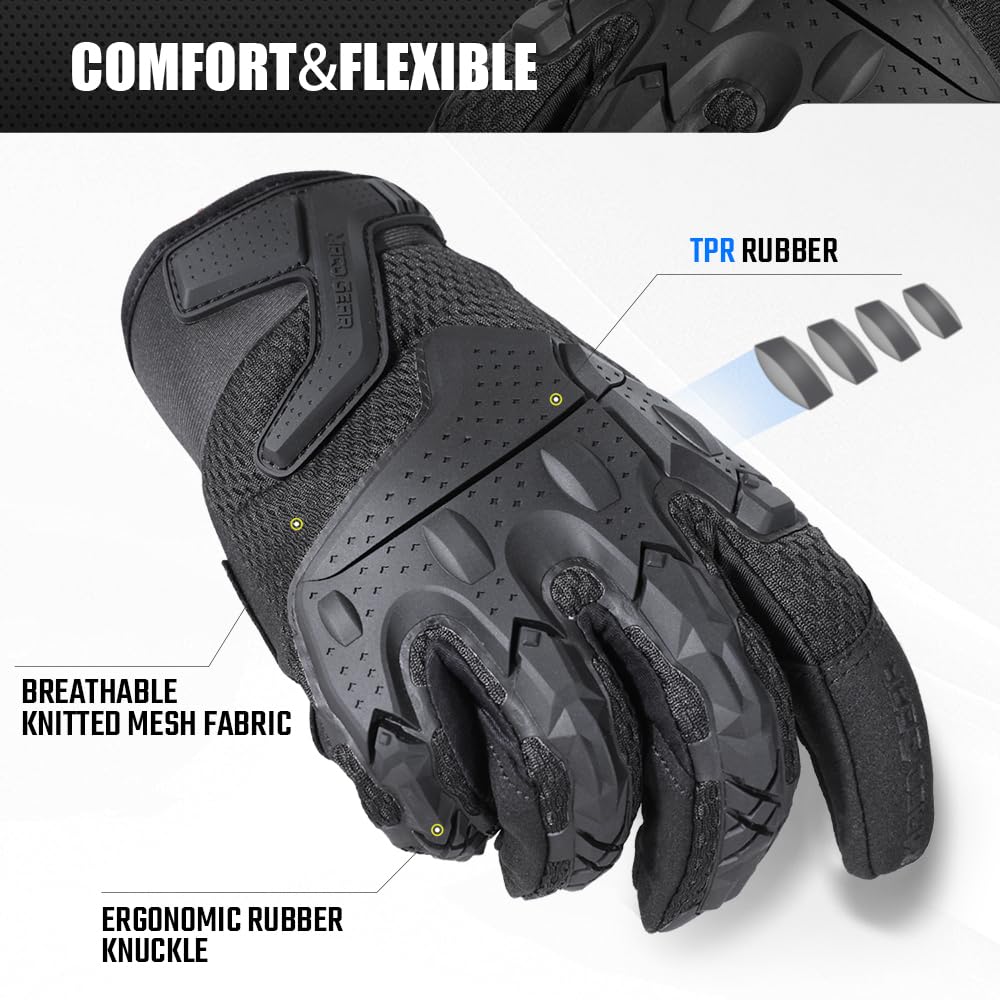 AXBXCX Touchscreen Full Finger Gloves for Men, Padded Outdoor Gloves Black Small