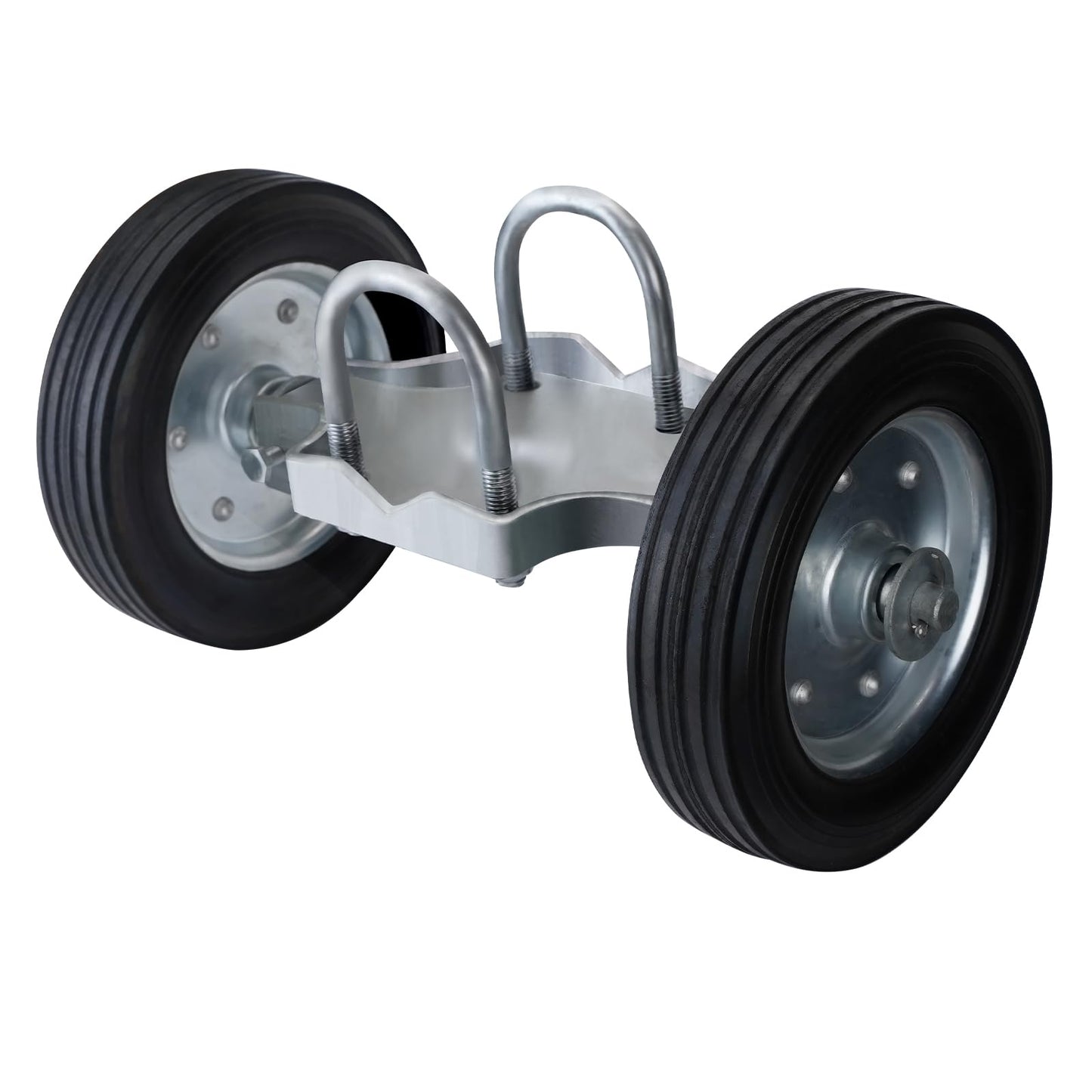 Heavy-Duty Steel Rolling Gate Wheel Carrier, 8" Rubber Wheels, Adjustable Steel U-Bolts, for Chain Link Gates or Metal Fence or Wooden Gate