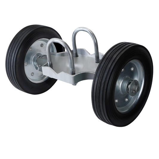 Heavy-Duty Steel Rolling Gate Wheel Carrier, 8" Rubber Wheels, Adjustable Steel U-Bolts, for Chain Link Gates or Metal Fence or Wooden Gate