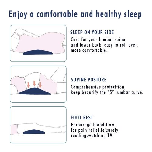 Cozy Hut Soft Memory Foam Sleeping Pillow for Lower Back Pain,Multifunctional Lumbar Support Cushion for Hip,Sciatica and Joint Pain Relief,Orthopedic Side Sleeper Bed Pillow