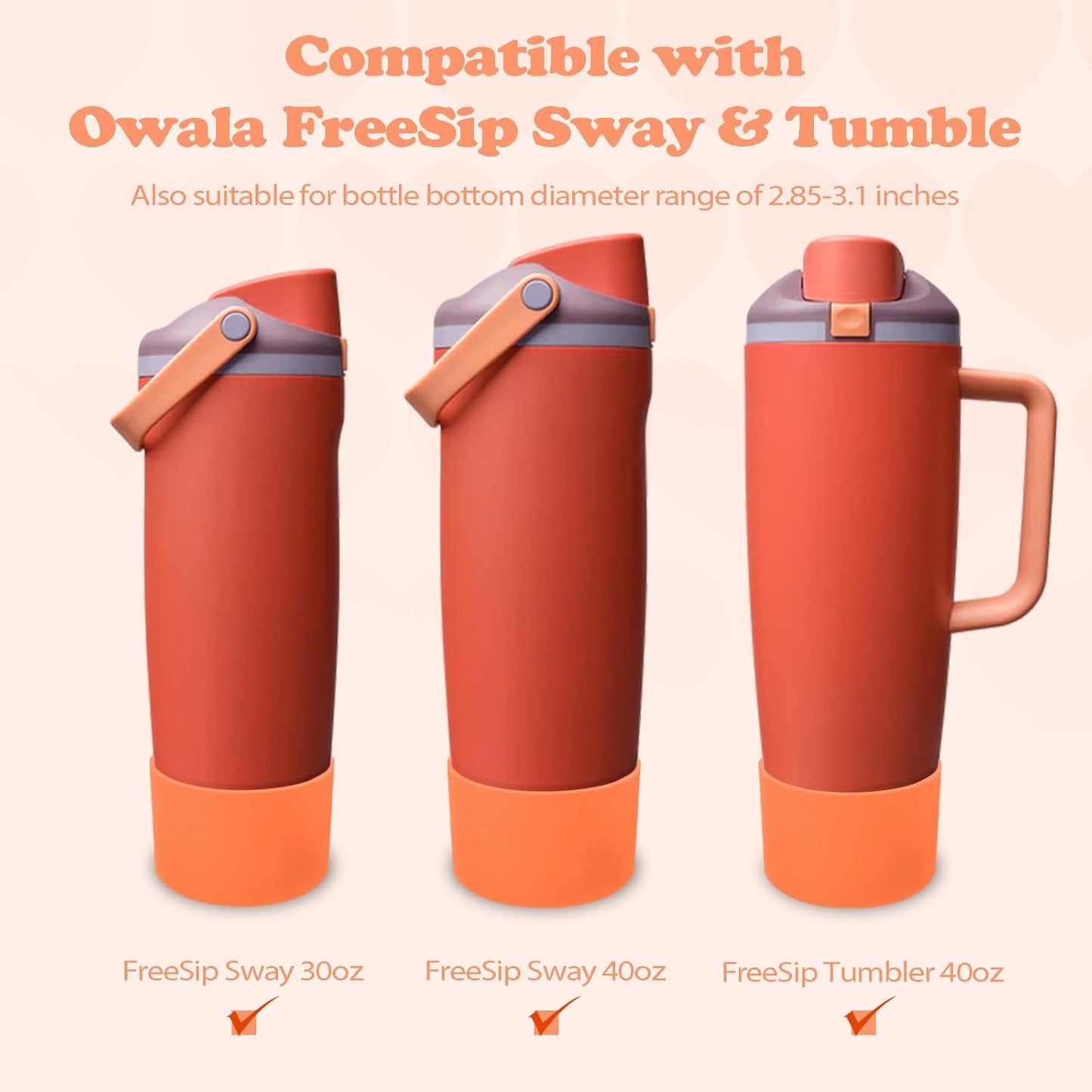 Owala Silicone Boot for 30oz & 40oz FreeSip Sway Bottles - Non-Slip, Scratch-Resistant Stability | 12 Colors Available (Terracotta Sunset)