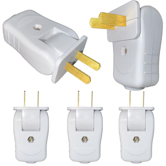 15 Amp Electrical Replacement Plug 2 Prong for Lamp, 2P 2W Straight Blade or Angle Plug, Light Duty, Non-Polarized, 125V Male Power Plug for Small Appliances, Power Strips and Lamps, 5-Pack