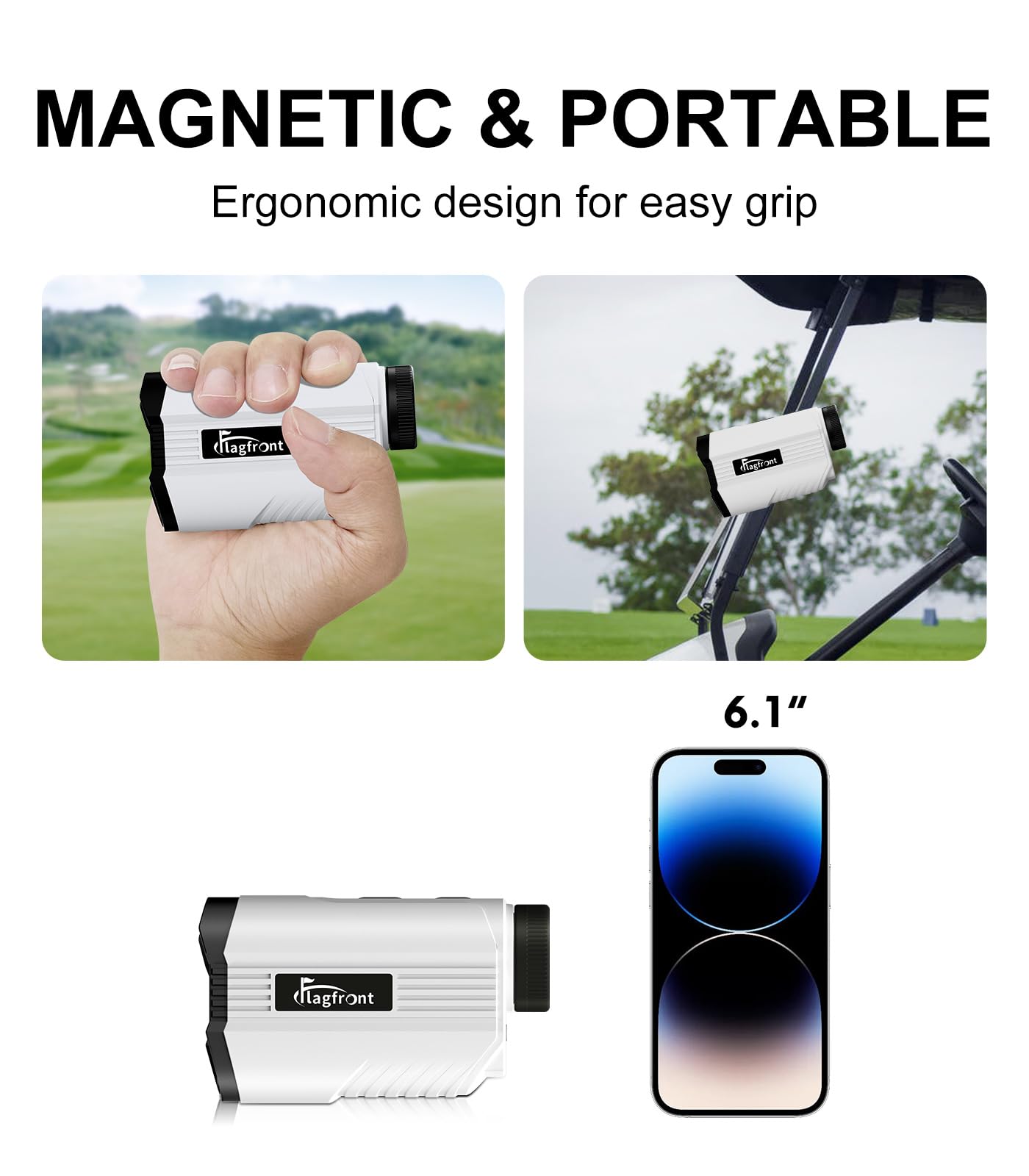 Flagfront Golf Range Finder with Magnetic, 1100 Yards, 6X Magnification