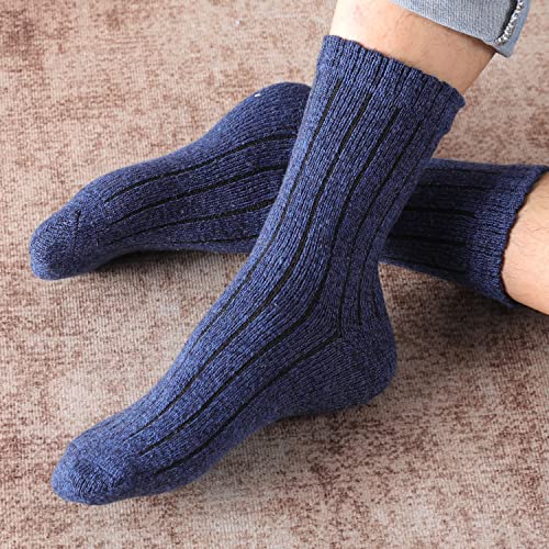 Women's Wool Crew Socks - Warm Winter Hiking Boot Socks, 5 Pairs Stripes