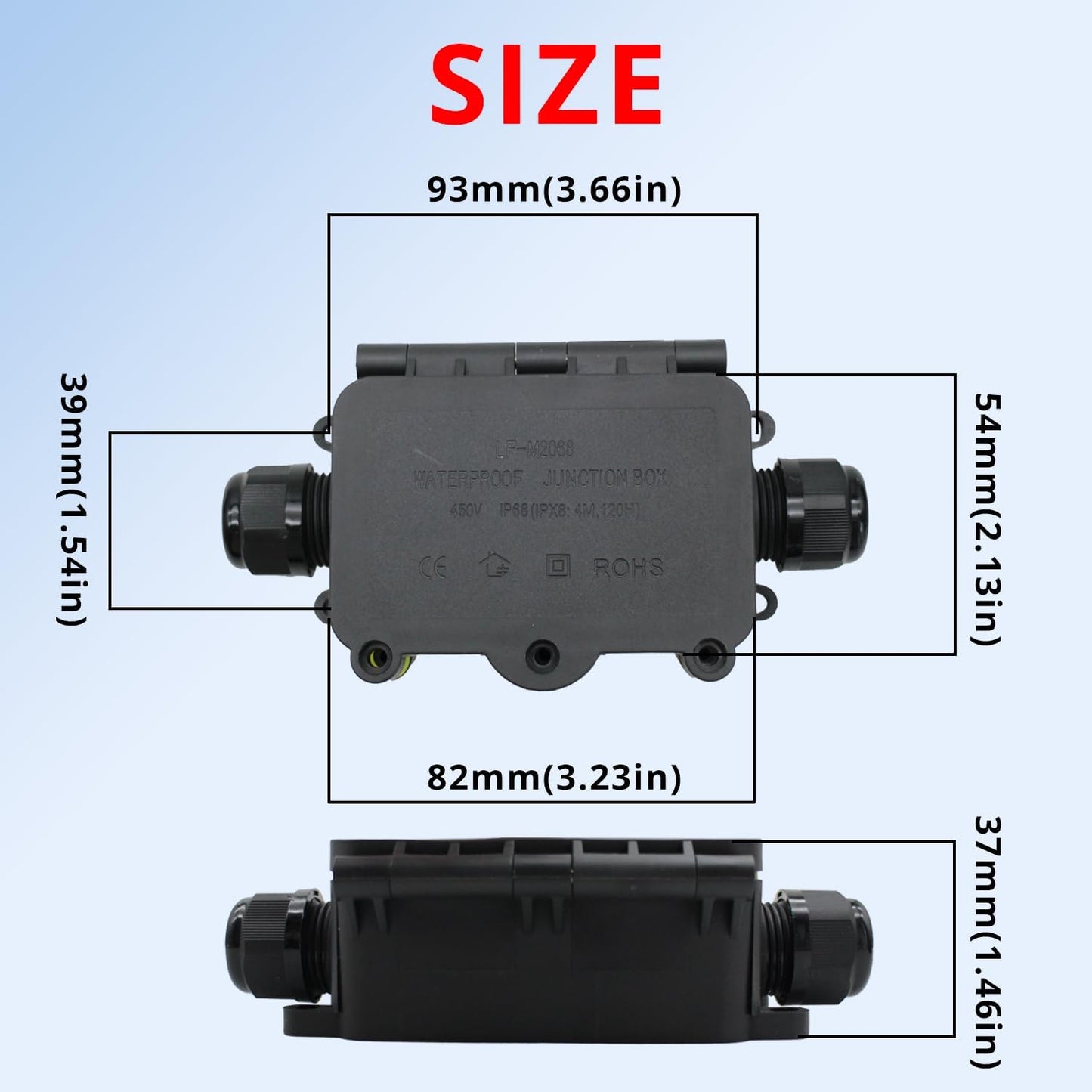 MAKERELE Small External Junction Box IP68,2 Way Clamshell-Type Underground Electrical Box with Screw Terminal Block Airtight Plastic Box Maximum Inner Diameter 12mm