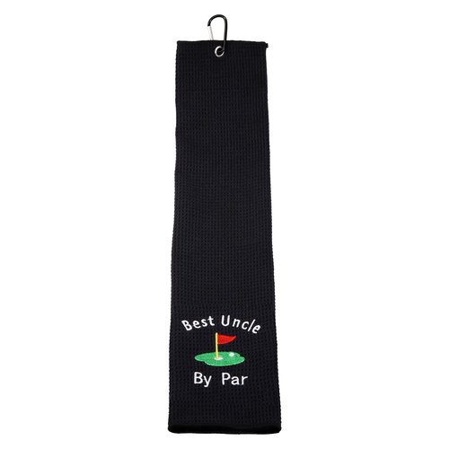 LEVLO Uncle Golf Towel Embroidered Golf Towel Gift Golf Father Gift Best Uncle by Par Golf Towel with Clip (Best Uncle-Black)