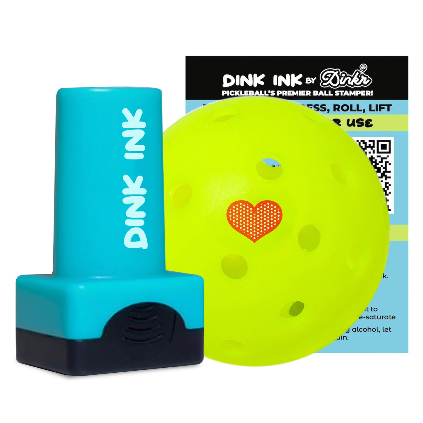 Dink Ink- Self-Inking Reusable Pickleball Marker | Personalize Your Pickleballs with Precision | Quick-Dry, Smudge-Free Durable Ink | Perfect for Pickleball Marking Accessories (Heart of the Game)