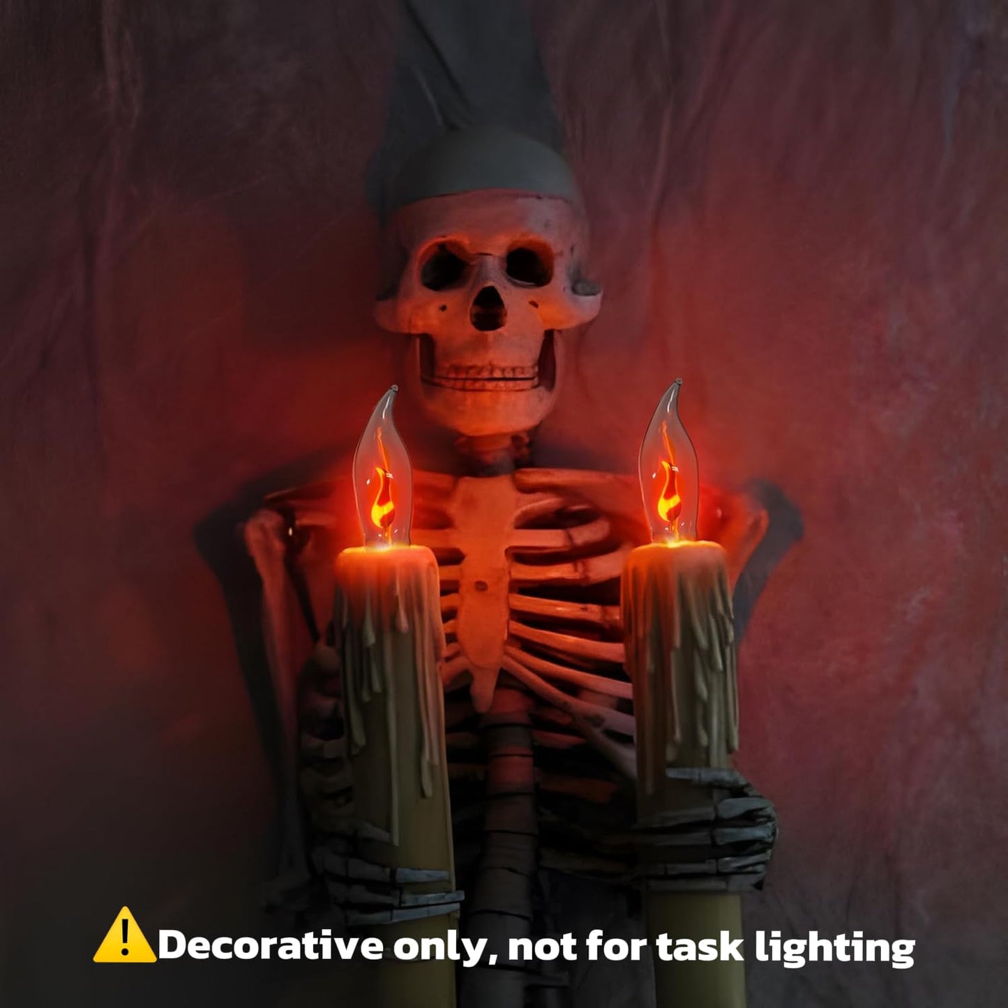 Hompavo Upgraded Flame Light Bulbs, Compact E12 Chandelier Base Candle Flickering Fire Light Bulb for Halloween Christmas Party Porch Indoor & Outdoor Home Decoration - 6 Pack