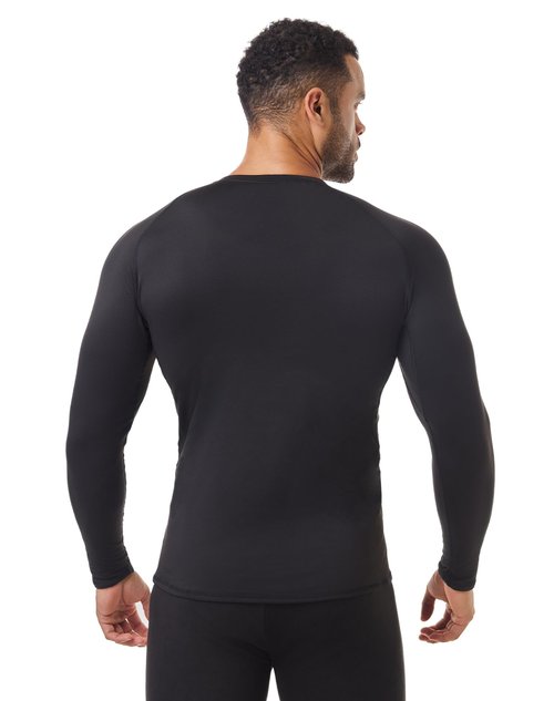 HovSiyla 3 Pack Men's Thermal Underwear Shirts Compression Fleece Lined Long Sleeve Athletic Base Layer Cold Weather Black Grey White L