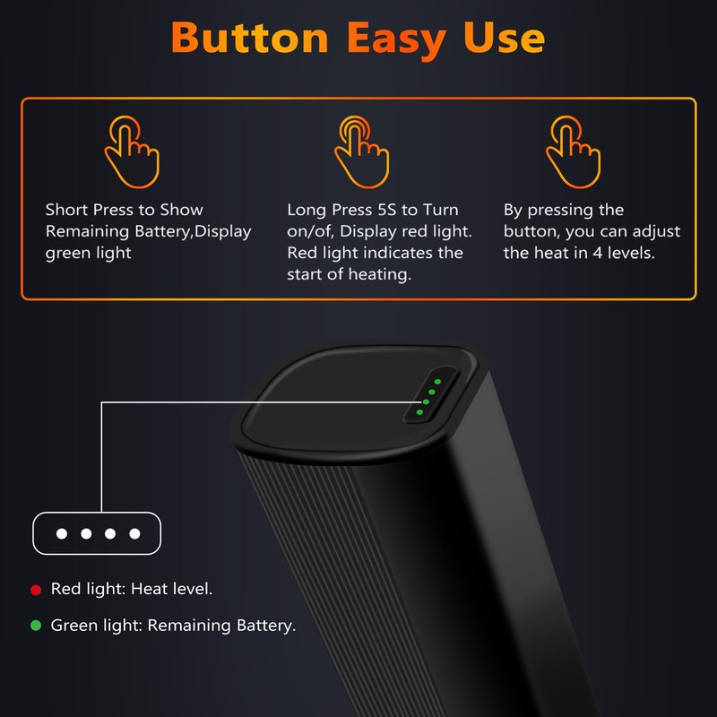 WOKALON Rechargeable Hand Warmer 2 Pack,10000mAh Electric Hand Warmers，24Hrs Long Safe Heat，360°Surround Heat Magnetic Portable Heater