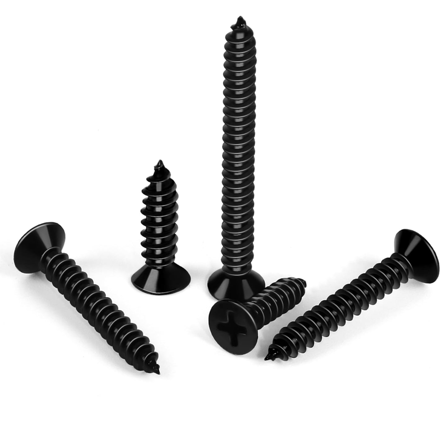 MewuDecor #10 x 2-1/2" Flat Head Wood Screw, Sheet Metal Screws, Stainless Steel 18-8 (304), Black Finish, 50 PCS