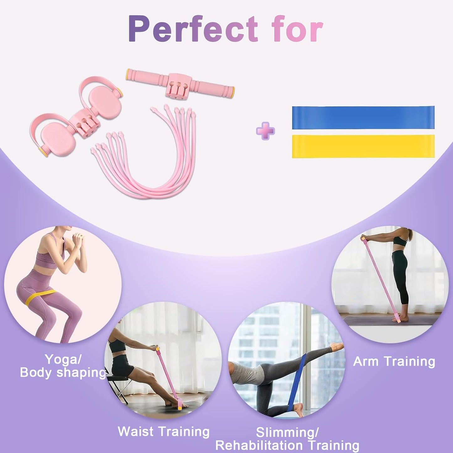 Pedal Resistance Band - Upgrade 6-Tube Detachable Yoga Bands for Full Body Stretching & Shaping