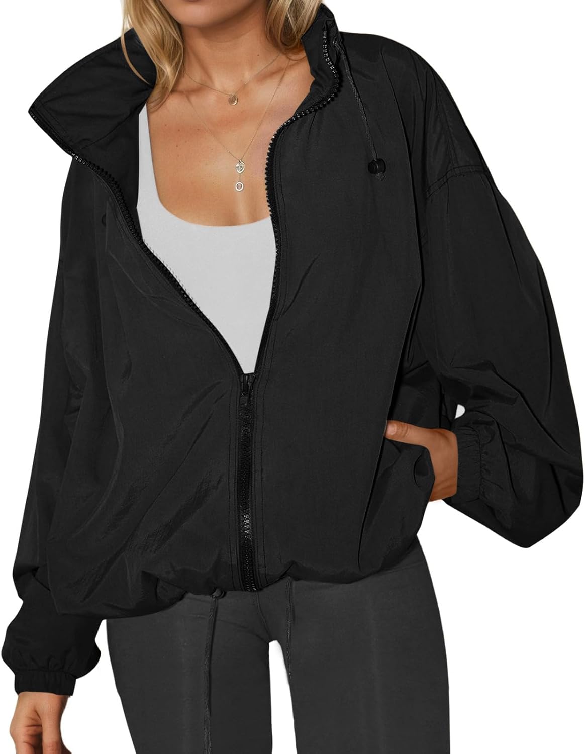 Yousify Women's Waterproof Rain Jacket - Lightweight Hooded Windbreaker for Outdoor Hiking | Pocket Included