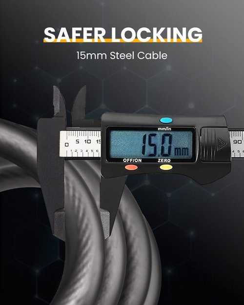 5-Dial Resettable Bicycle Lock - 4FT/1.2M Anti-Cut Cable Lock with Combination Code | Lightweight Security Chain for Mountain Bikes, E-Bikes, Scooters