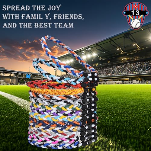 12-Pack Baseball Necklaces for Boys - 18-Inch Braided Rope