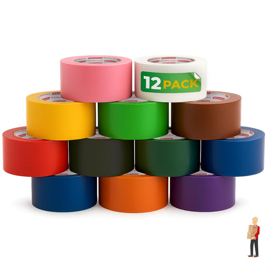 XFasten Rainbow Colored Duct Tape Heavy Duty 12-Pack 10 Yards x 2 Inch, Colored Duct Tape Variety Pack Bulk, Waterproof, Vibrant Colors, Easy Tear, Writable, Residue-free for Crafts, Labeling, Packing