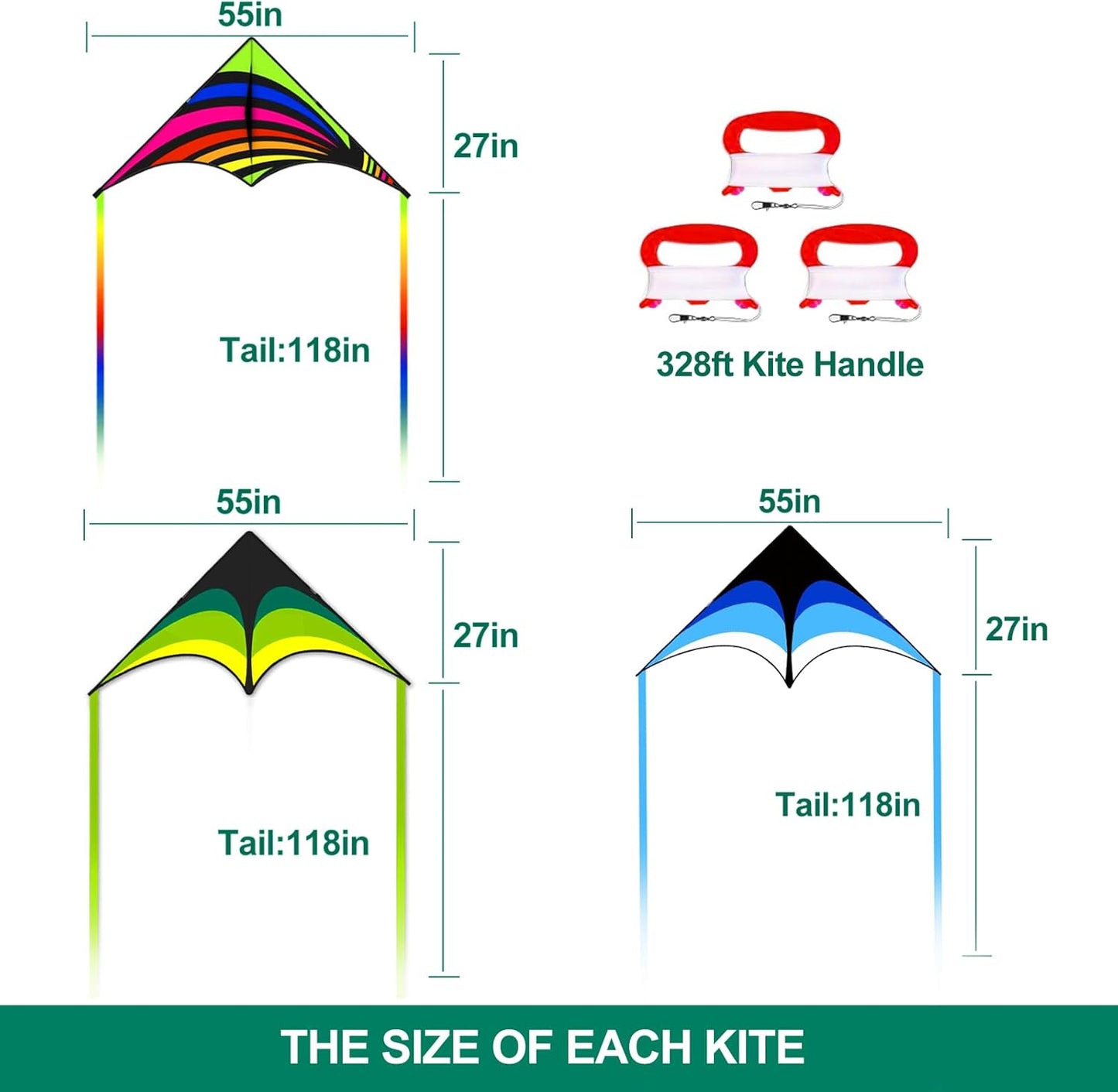 Mint's Colorful Life Delta Kite - Easy to Fly for Kids & Adults | Perfect for Beach Trips, 300ft String Included
