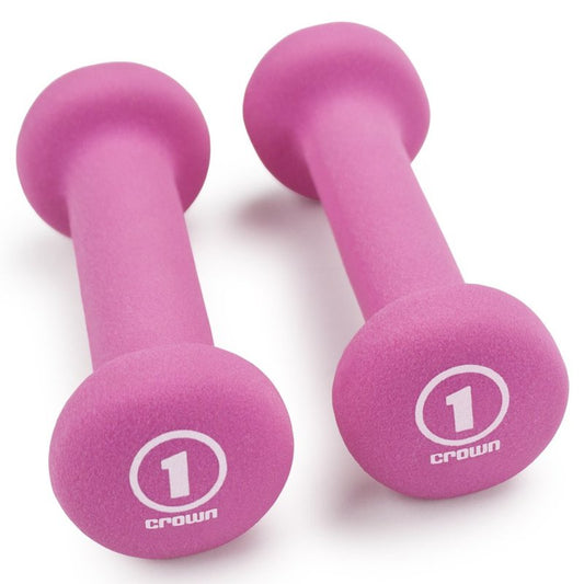 Crown Sporting Goods Neoprene Body Sculpting Hand Weights (1-Pair), 1-Pound, Fuchsia