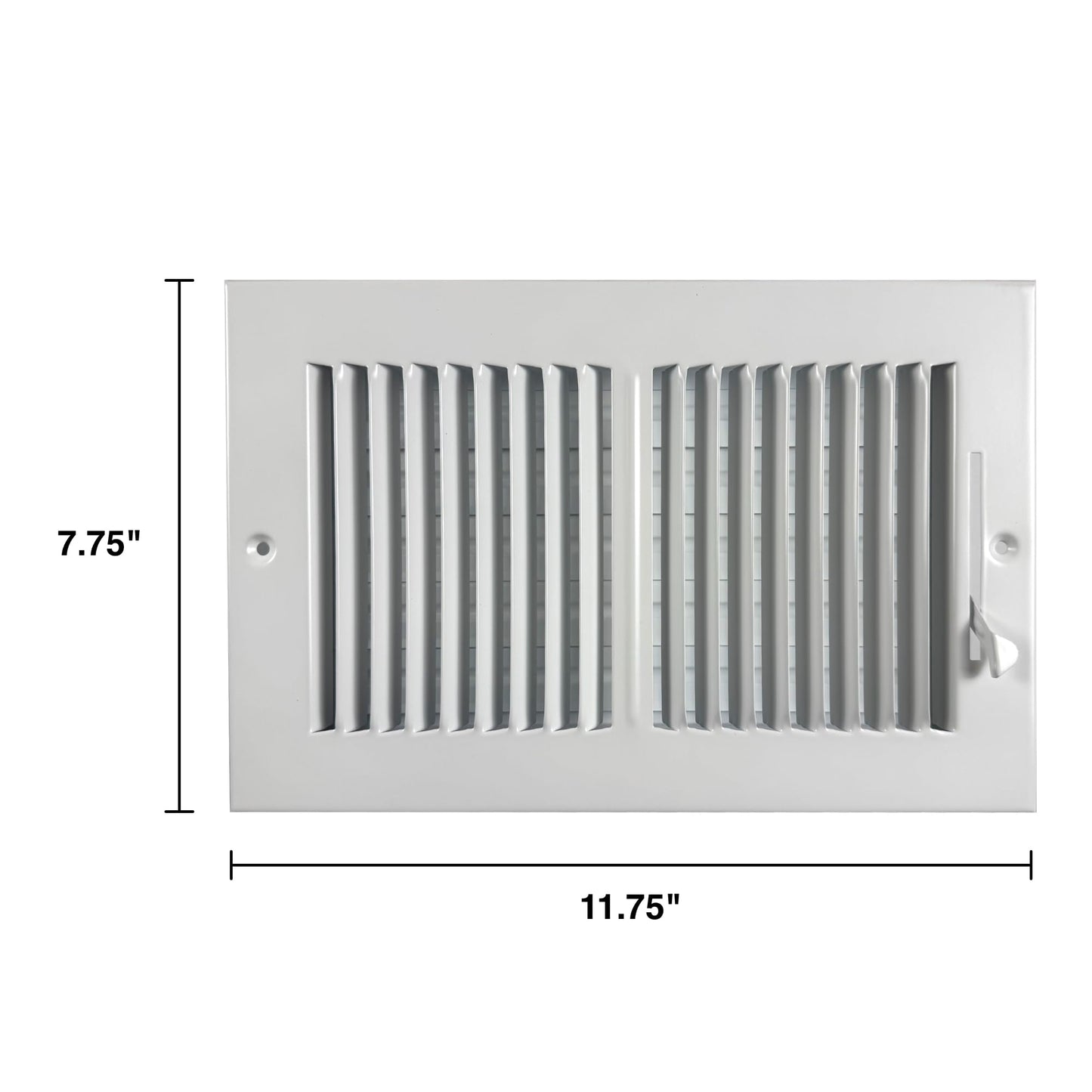 Rocky Mountain Goods 10" x 6" (Duct Opening) Two Way Wall or Ceiling Vent Cover - White - Heavy Duty Steel - Adjustable Airflow Lever - 11.75" x 7.75" Overall Dimensions - Screws Included