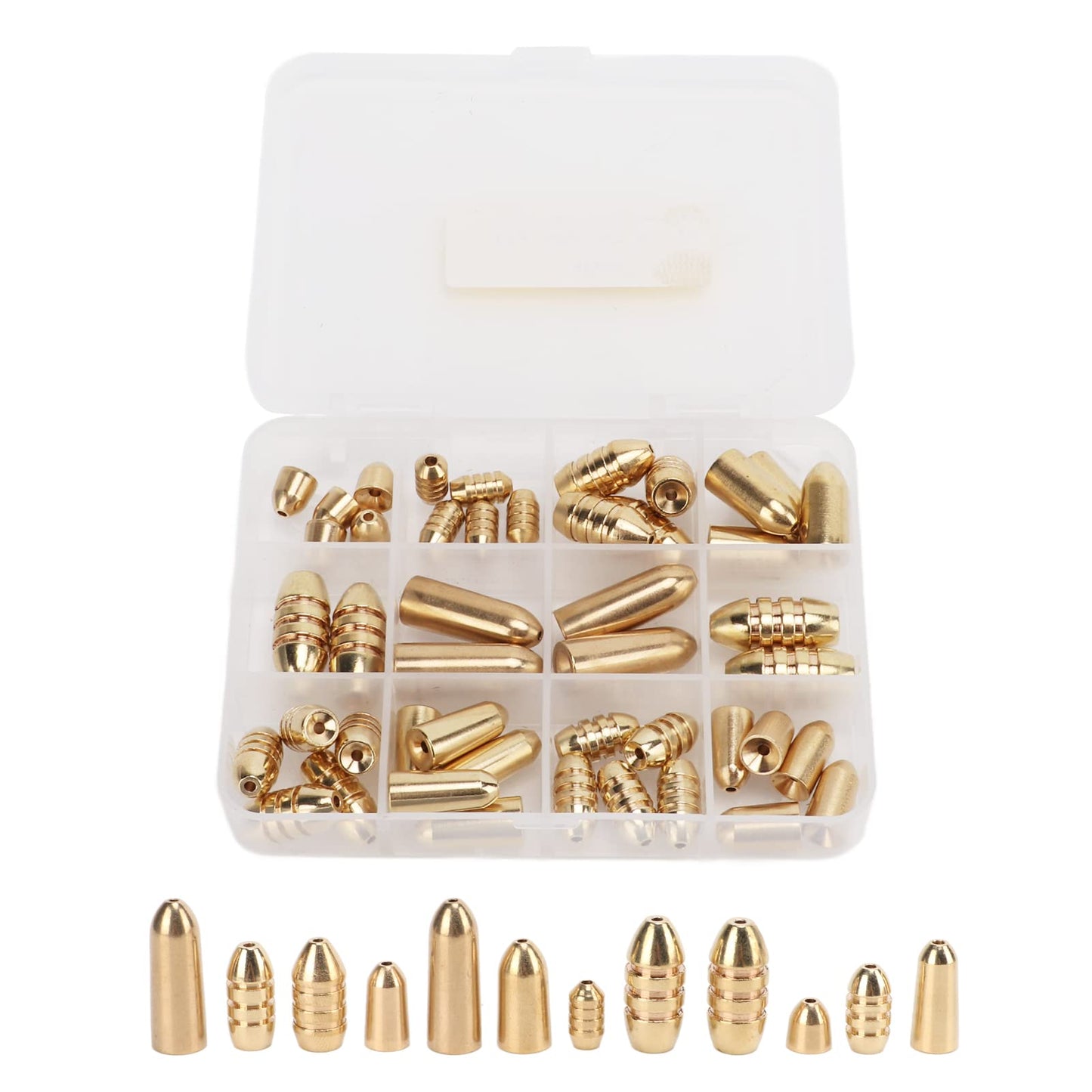 OUKENS Brass Sinkers Weight Kit, 46pcs Fishing Sinker Weights, Tackle Sinkers with Box for Freshwater Saltwater Bass Fishing