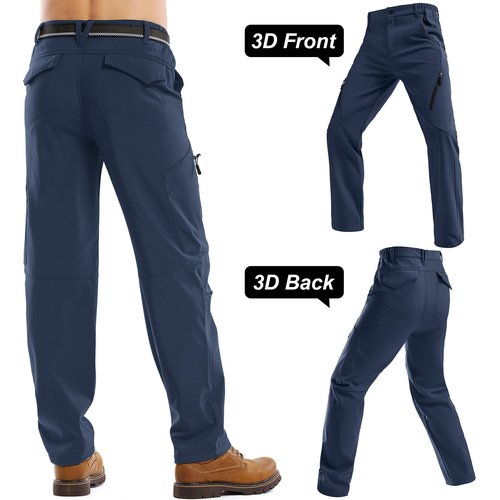 Jessie Kidden Mens Hiking Pants Water Repellent Outdoor Snow Ski Fishing Camping Walking Fleece Lined Insulated Winter Pants (6070 Blue 36)