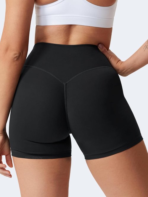 HIGORUN Women's Gym Workout Shorts - High Waisted Tummy Control Biker Shorts | 4.5" Athletic Yoga