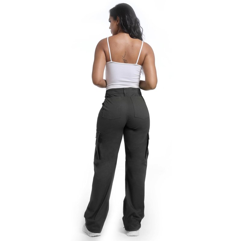 Soulsfeng Womens Black Baggy Cargo Pants Relaxed Fit Straight Wide Leg Cotton Hiking Pants Size 4