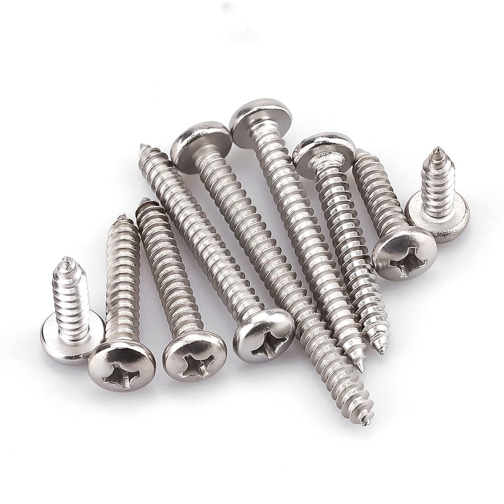 #14 x 1-1/2" (50 Pack) Stainless Steel Phillips Pan Head Wood Screws, Stainless Steel 304 (18-8), Pan Head Sheet Metal Screws Self Tapping for Wood