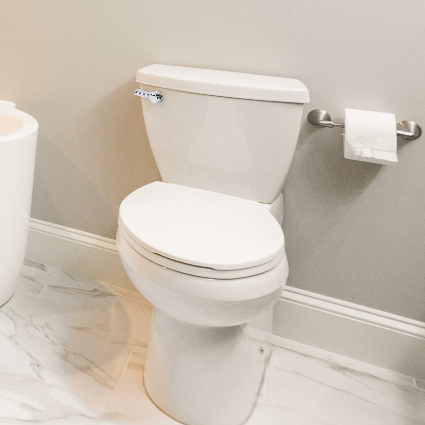 Universal Front Mount Toilet Handle Replacement Kit - Zinc Alloy Handle, Solid Brass Rod with Stainless Steel Chain