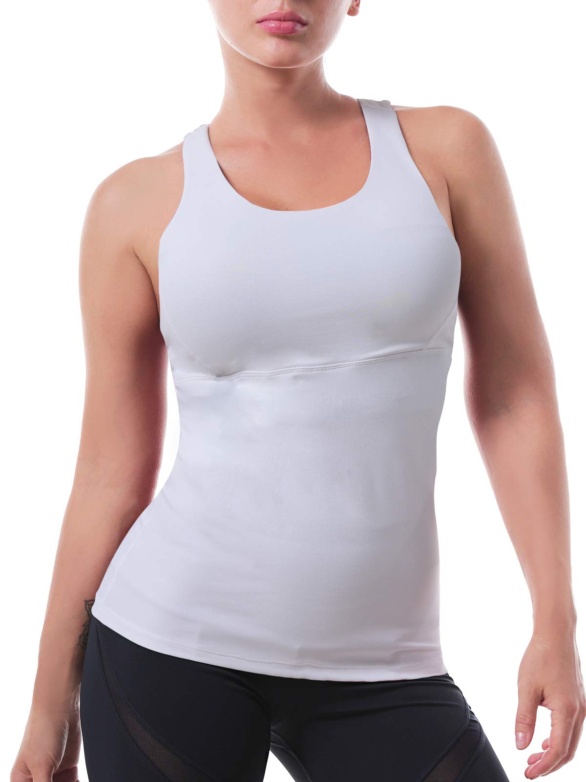 Ritiriko Women’s Yoga Tops Activewear Workout Shirts Sports Racerback Strappy Tank Tops with Built-in Support Bra