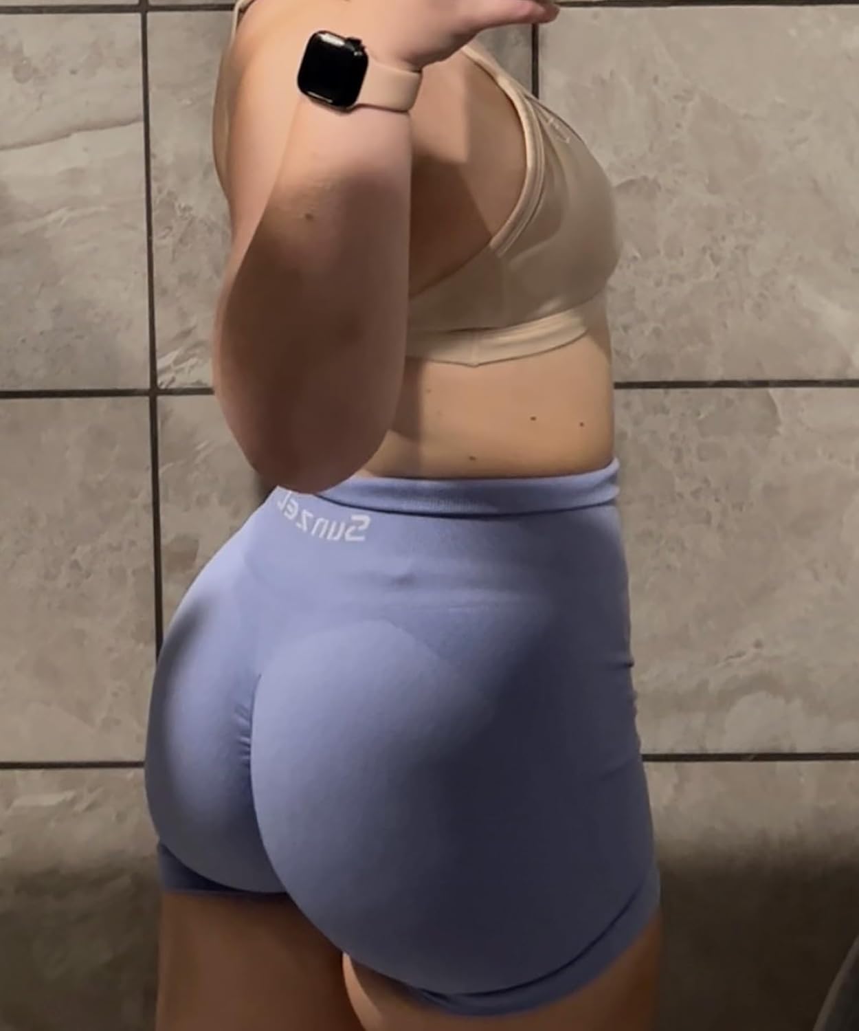 Sunzel Butt Scrunch Seamless Shorts - Women's 5-Inch High Waist Stretch Booty Shorts for Gym & Yoga