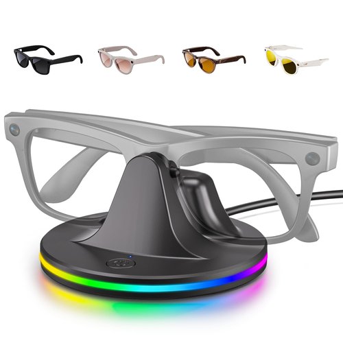 Charging Dock for Meta Glasses Ray-Ban: Wayfarer, Skyler, Headliner & Oakley HSTN Smart Glasses Charger with LED Power Status Light, Black