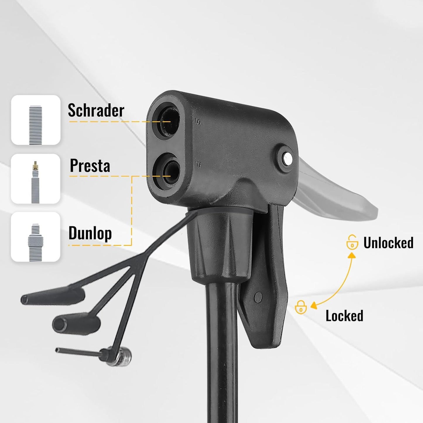 MOHEGIA Bike Floor Pump - High Pressure 160 PSI Air Pump with Gauge | Fits Schrader & Presta Valves