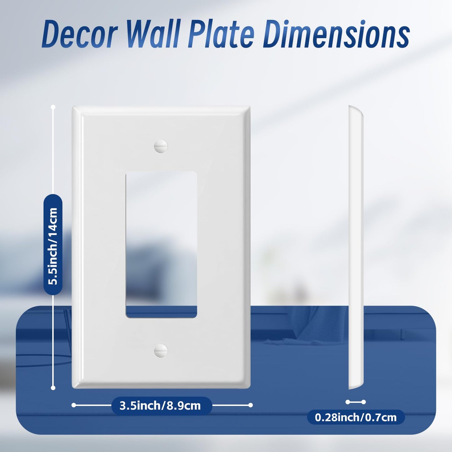 BKDEORS Jumbo Decorator Wall Plate Covers 1-Gang Oversize Outlet Cover Plate 5.5" x 3.5" Impact Resistant for Electric Outlets Light Receptacle Outlets GFCI Switches, White (6 Pack)