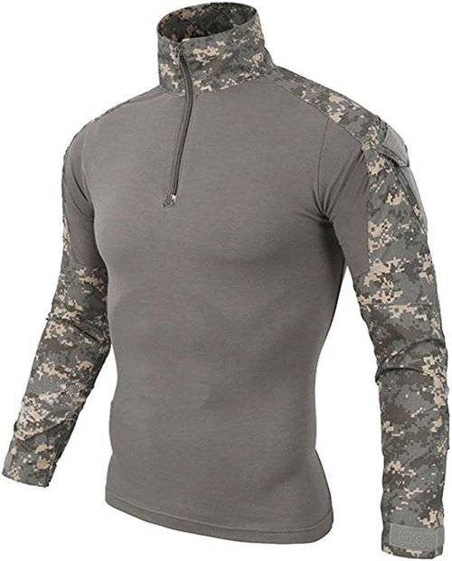 LiliChan Tactical Shirt for Men - Long Sleeve Military Combat Shirt with Zipper | Outdoor Gear