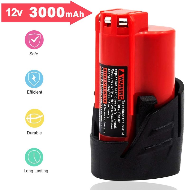 NSTTYK 48-11-2420 12V Lithium-Ion M-12 High Output 3Ah Battery Compatible with Milwaukee M 12 Heated Jacket and Tools Also Original Charger（Replacement for M12 Battery*1） (1)