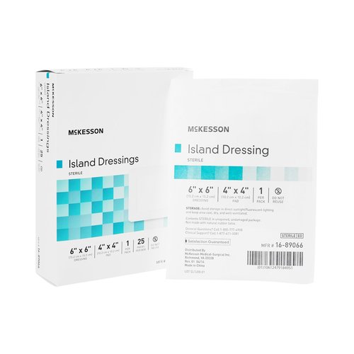 McKesson Island Dressings, Sterile, Dimension 6 in x 6 in, Pad 4 in x 4 in, 25 Count, 1 Pack