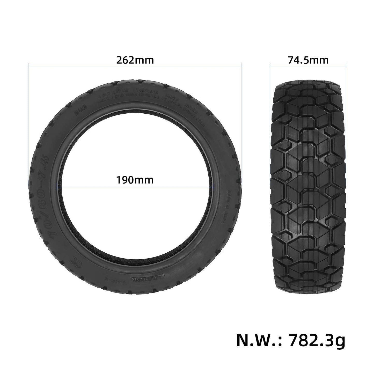 RidTianTek 11 inch 70/60-7.5 Tubeless Tire for Segway Ninebot MAX G3/ZT3/ZT3 Pro Kicscooter Accessories, Hoverboard Heavy Duty Rubber Tire Explosion-proof Rear Front Wheel Replacement, 2 Pack