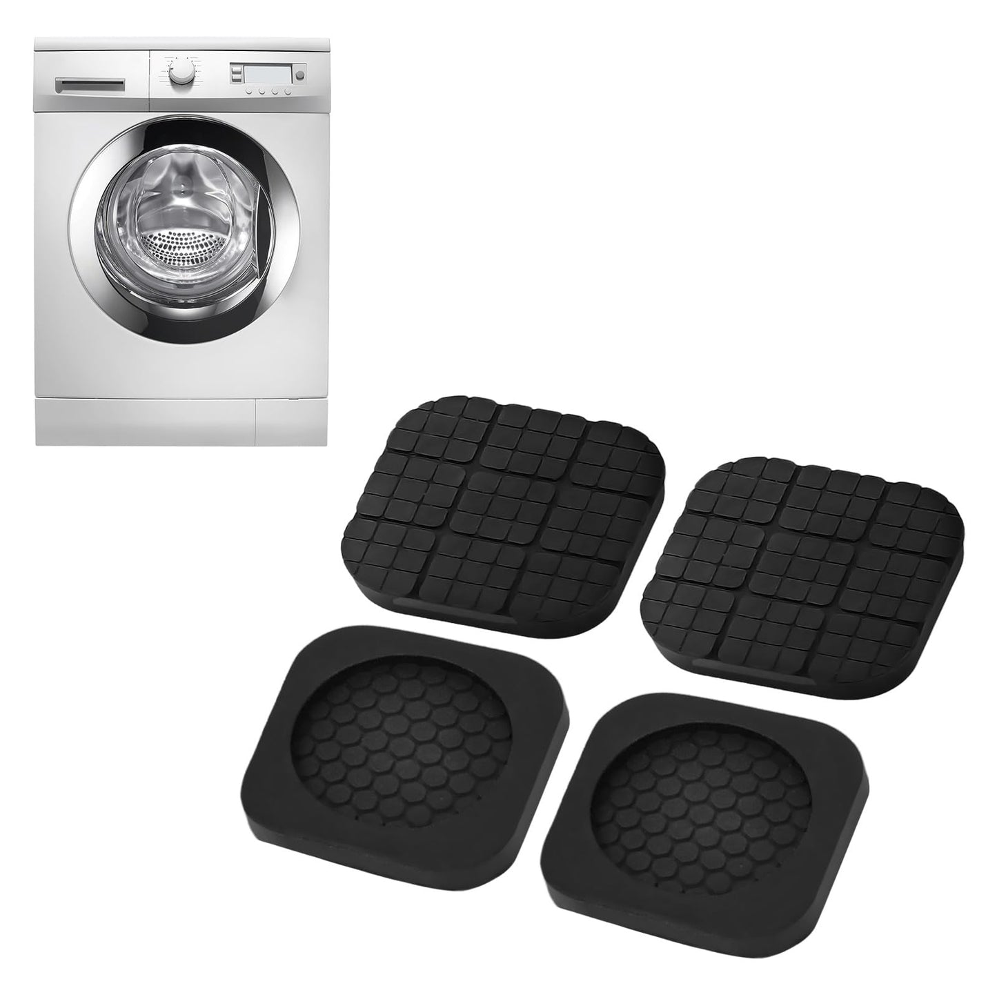 4 Pack Anti Vibration Pad for Washing Machine, Washer and Dryer Pedestals for Shock and Noise Cancelling Support 1000 lbs, Natural Rubber Dryer Foot Pads Protects Laundry Room Floor
