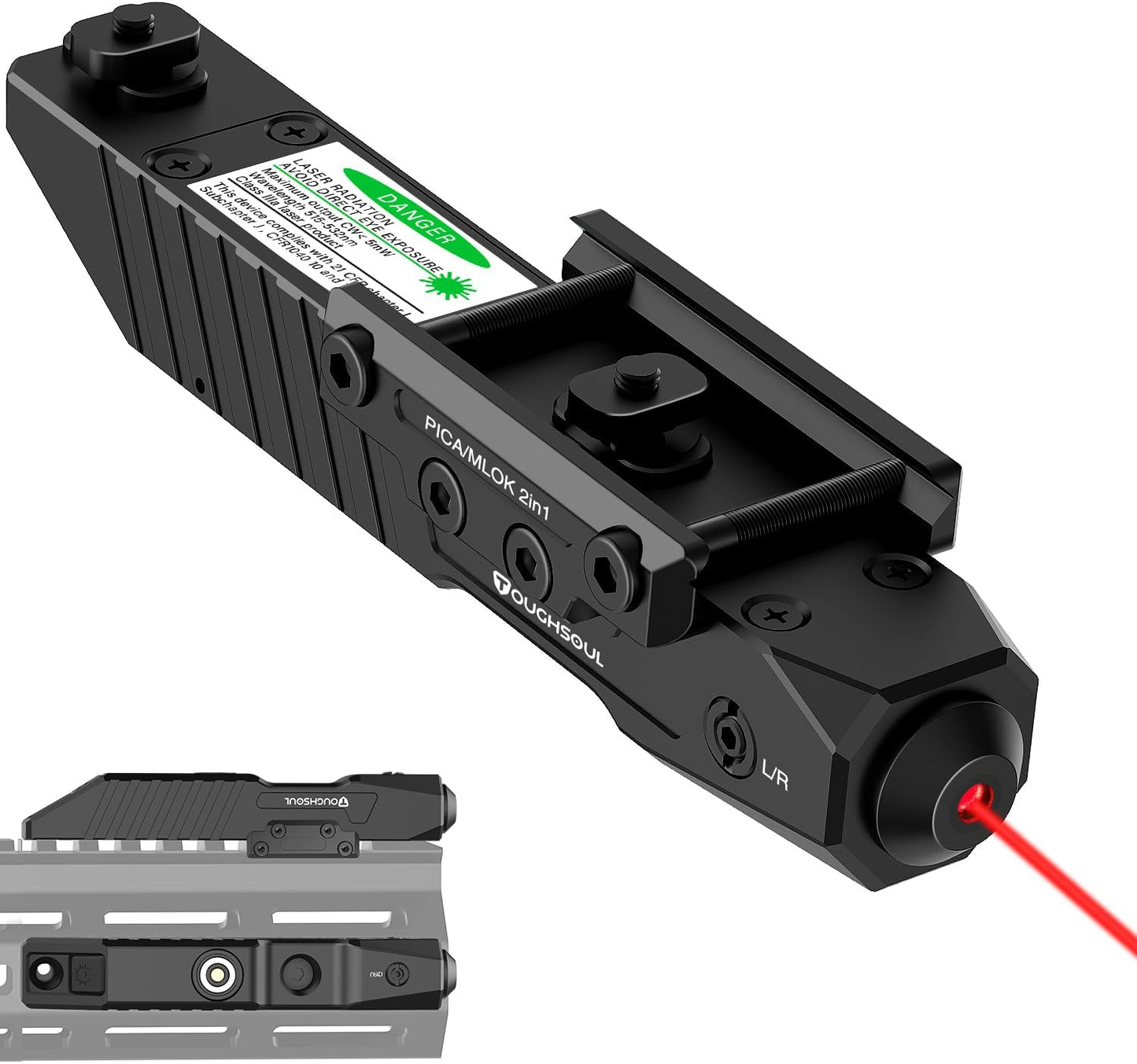 TOUGHSOUL Tactical Rifle Laser Sight - Rechargeable Low-Profile with Strobe Function | M-Lok/Picatinny Compatible