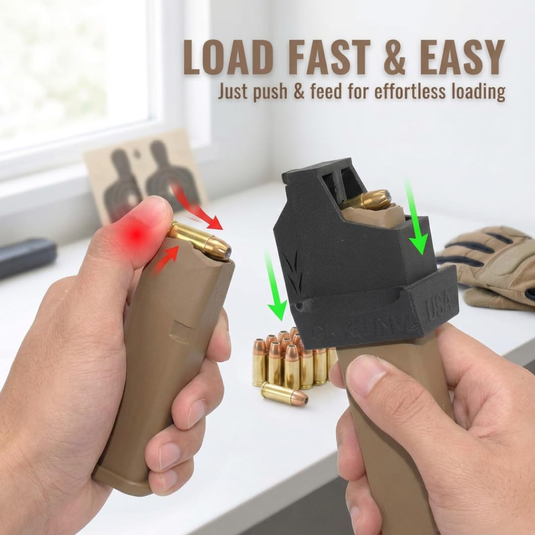 splash n color Magazine Speed Loader for The Glock 17 19 22 23 26 27 31 32 33 34 35 37 9mm, 40 S&W & .357 SIG - Single Flange - Carbon Fiber