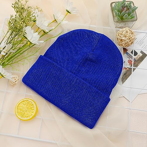 Jewel Blue Knit Beanie for Men & Women - Winter Hat